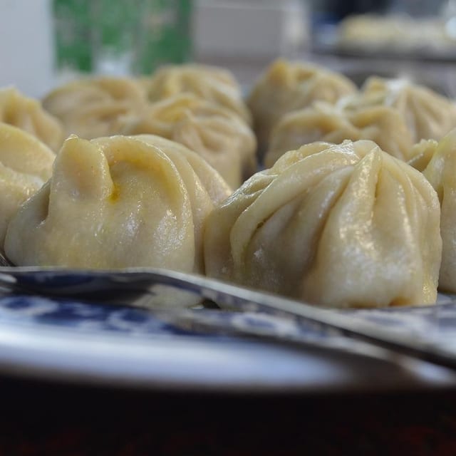 Chicken jhol (soup) momo.