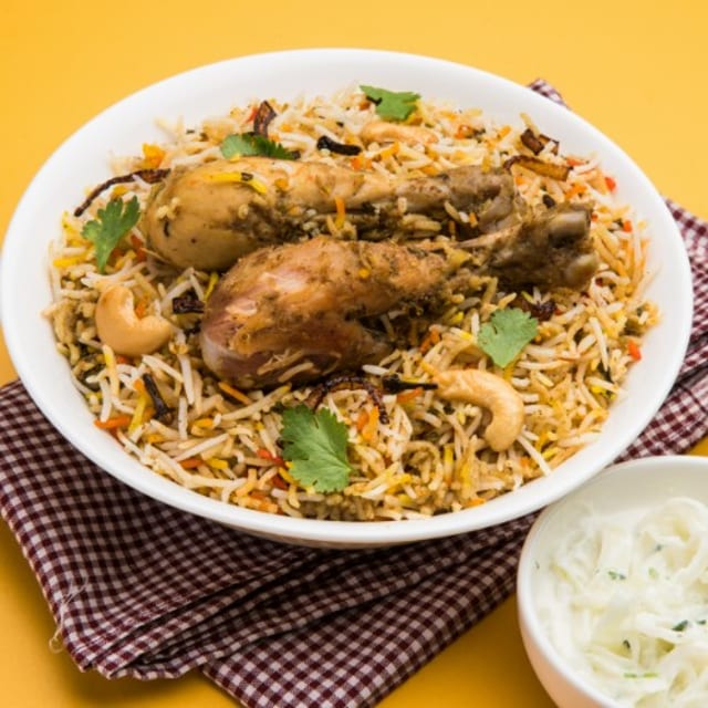 Tandoori chicken biryani.
