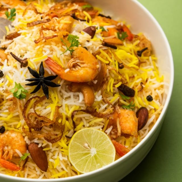Shrimp biryani.